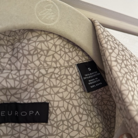 Men's Vintage Beige Patterned Short Sleeve Shirt - Picture 3 of 5